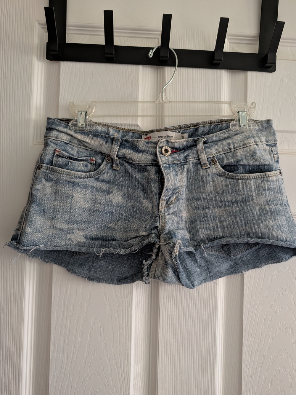 Levis Light Wash Denim Women's Cutoff "Shorty Shorts" w/ Subtle Star Pattern